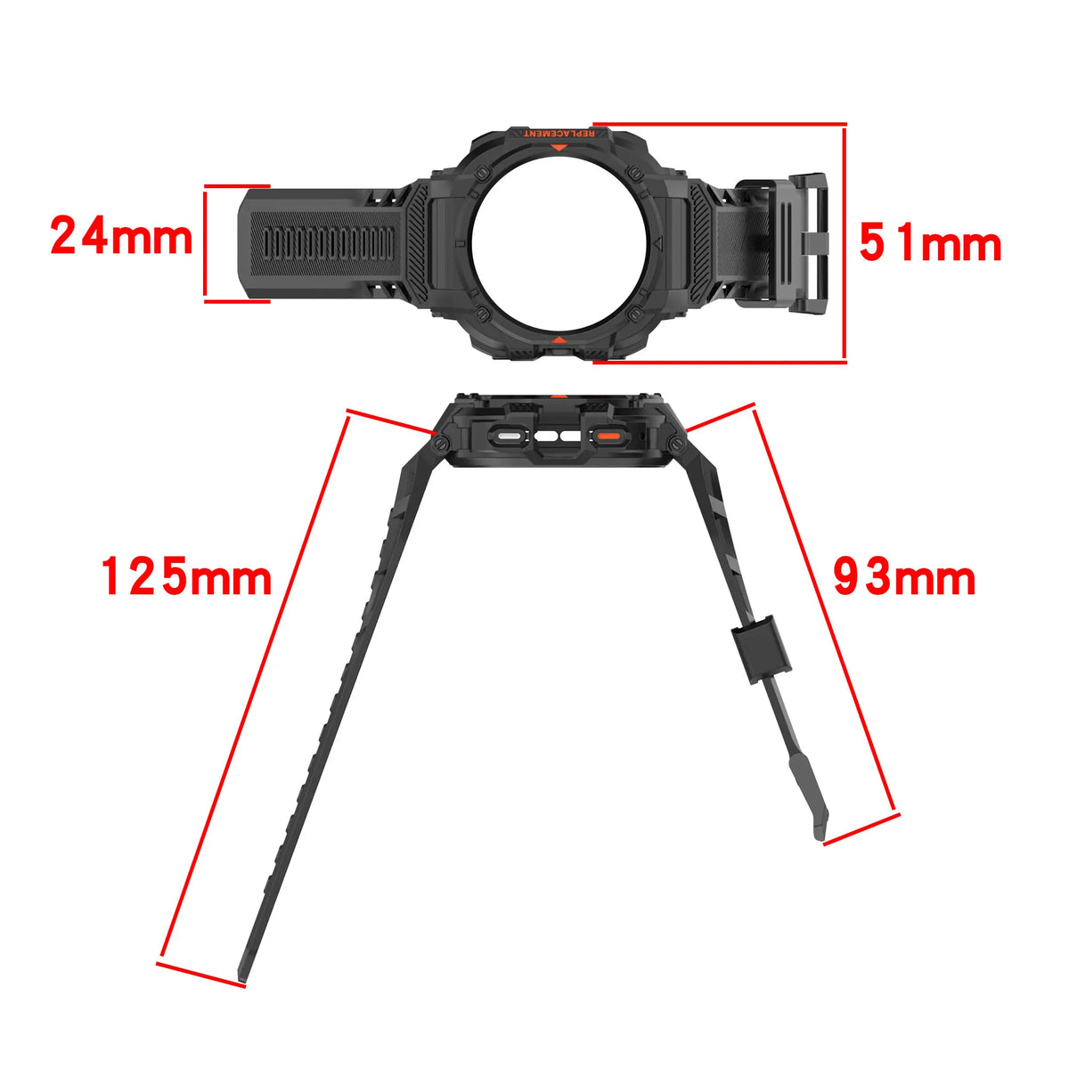 Silicone TPU Strap with Frame, black