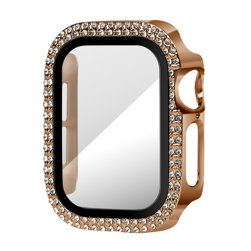 Bandz Coque diamant avec verre Apple Watch 10/11 - 42mm (or rose)
