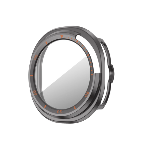 Bandz Coque Bezel avec verre Samsung Galaxy Watch 8 Classic (gris titane/orange)