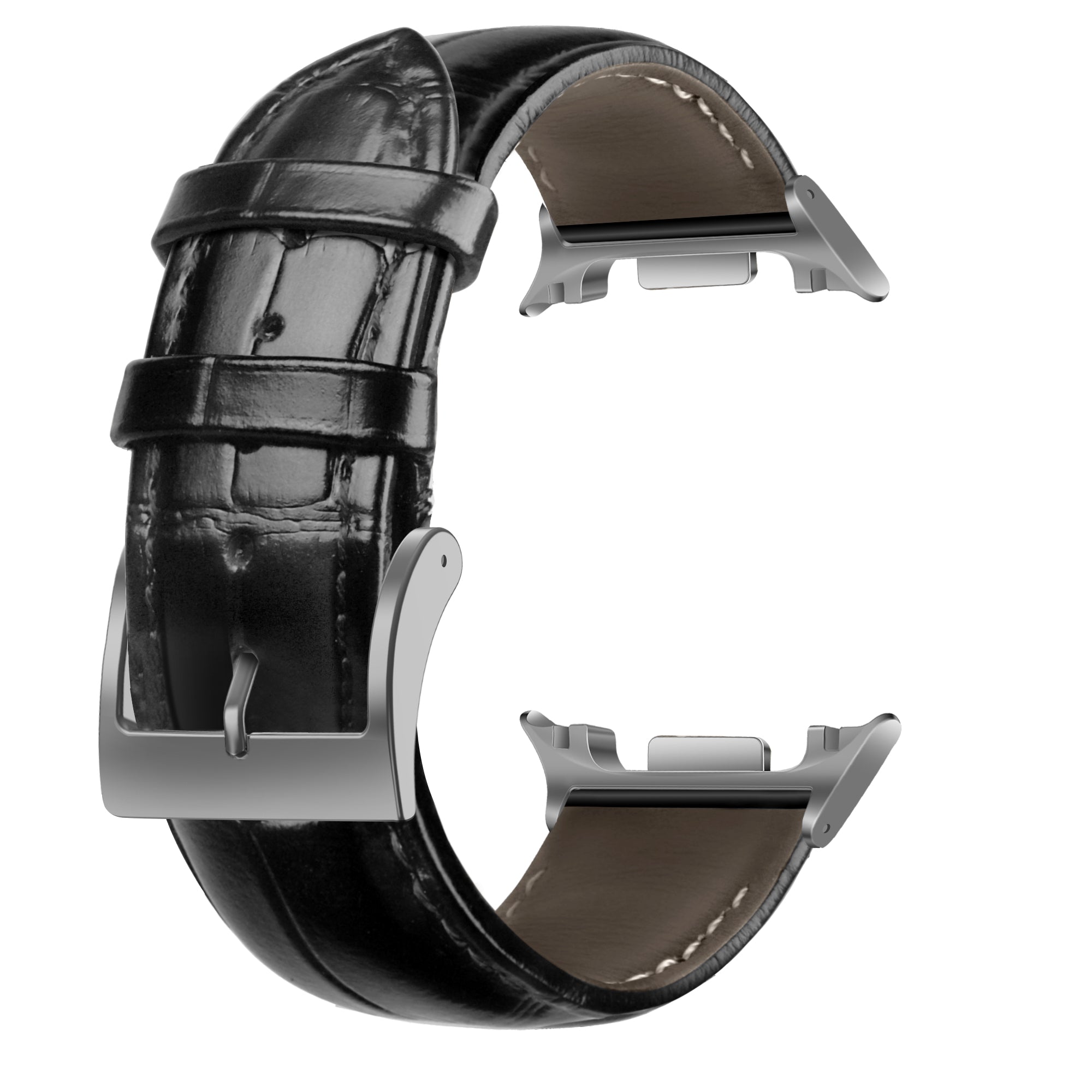 Bracelet cuir à effet crocodile Samsung Galaxy Watch 9 - 44mm (noir)