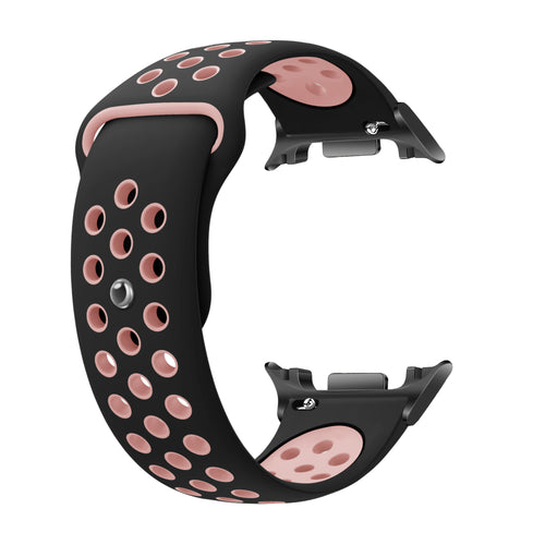 Silicone Sport Strap, black/pink, without a watch, 3/4 front view