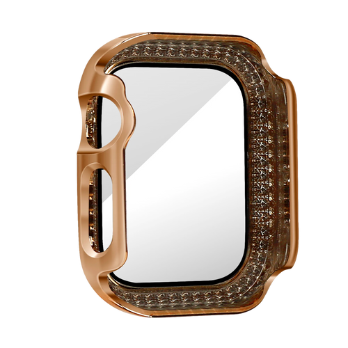 Bandz Coque diamant avec verre Apple Watch 10/11 - 42mm (or rose)