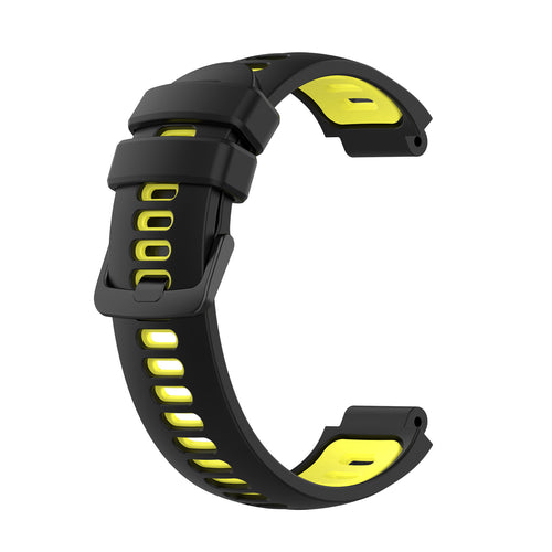 Silicone Sport Strap, black/yellow, without a watch, 3/4 front view
