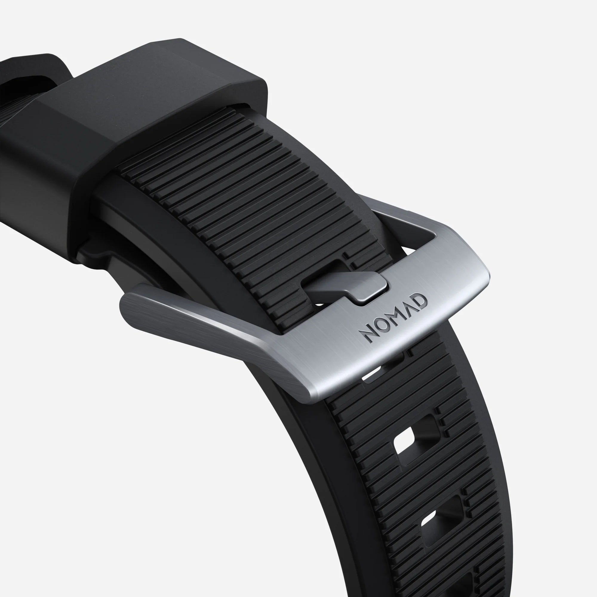 Nomad Bracelet de silicone résistant Apple Watch (noir/argenté)