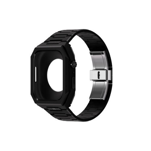 Reqior Apple Watch 45mm Case with Steel Strap 'Nautilus' (Black)