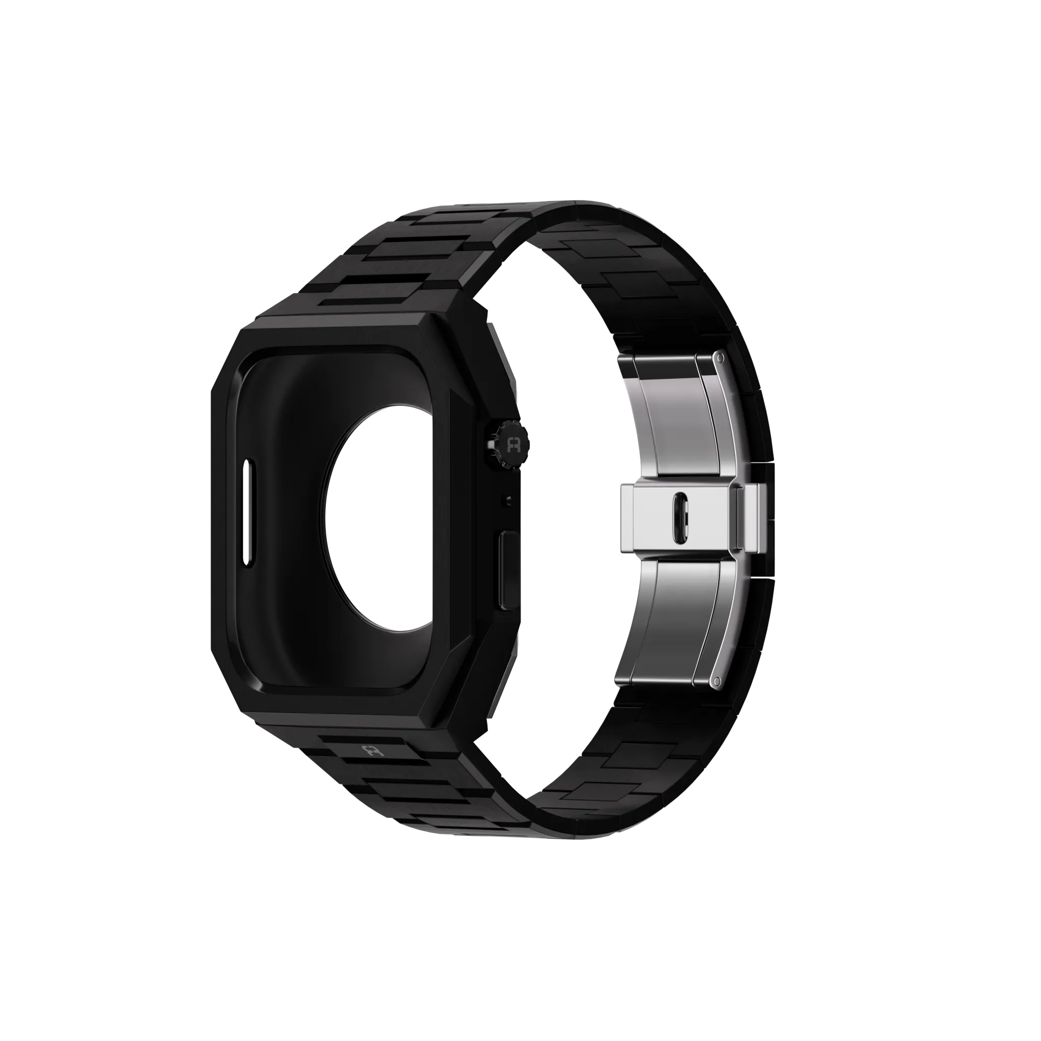 Reqior Apple Watch 45mm Case with Steel Strap 'Nautilus' (Black)