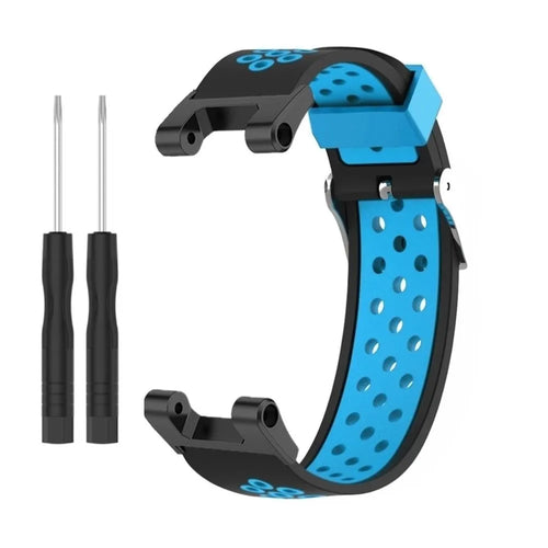 Silicone Sport Strap, black/blue, without a watch, 3/4 front view