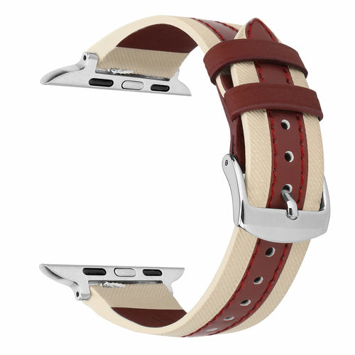 Bracelet cuir hybride slim Apple Watch (beige/rouge)