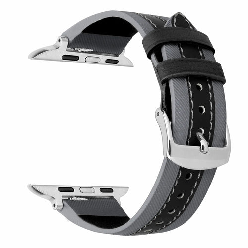 Bracelet cuir hybride slim Apple Watch (gris/noir)