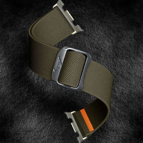 Nylon Elastic Strap, army green, without a watch, 3/4 front view