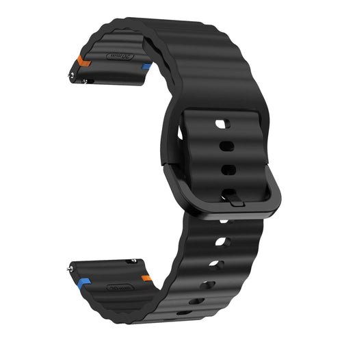 Wave Silicone Strap, black, without a watch, 3/4 front view