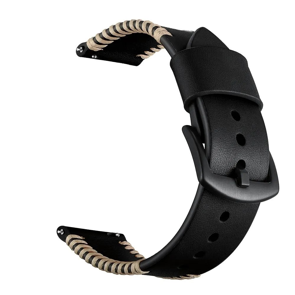 Bracelet cuir cousu Oppo Watch S (noir)