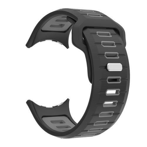 Silicone Sport Duo Strap, black/grey, without a watch, 3/4 front view