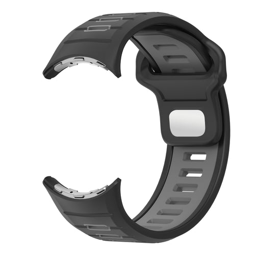 Silicone Sport Duo Strap, black/grey, without a watch, 3/4 front view