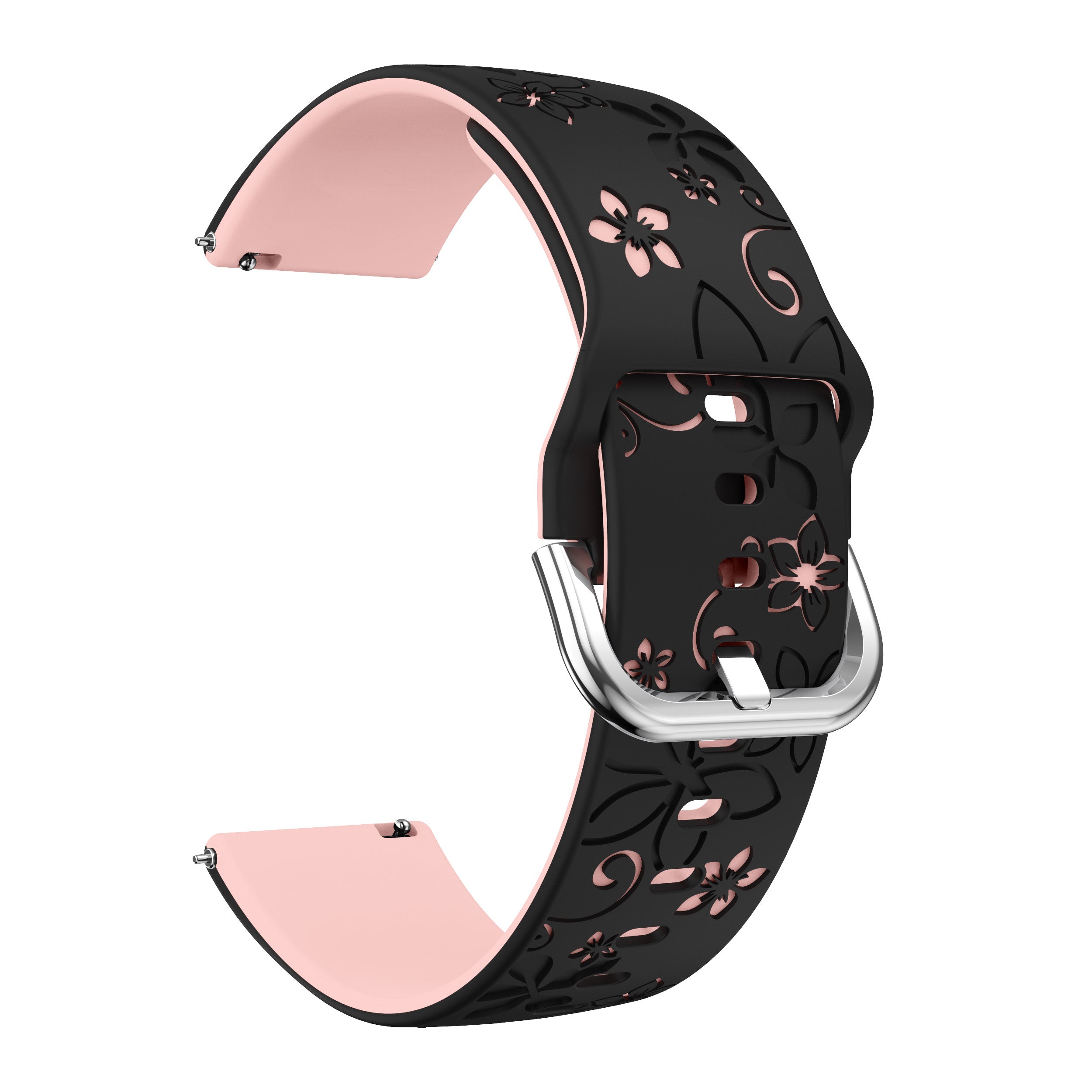 Bracelet silicone à fleurs Huawei Watch GT 7 - 41mm (noir/rose clair)
