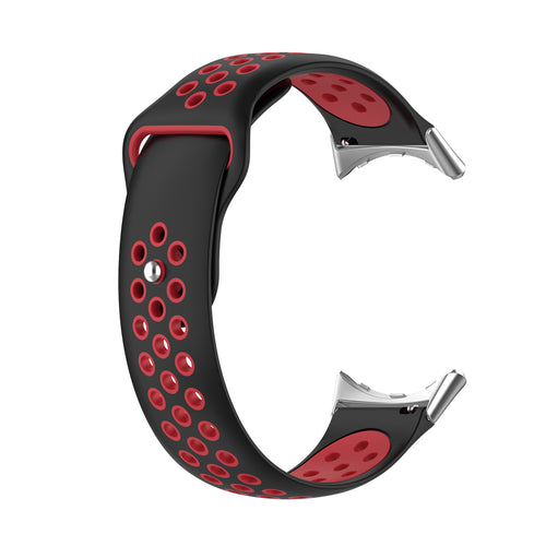 Silicone Sport Strap, black/red, without a watch, 3/4 front view
