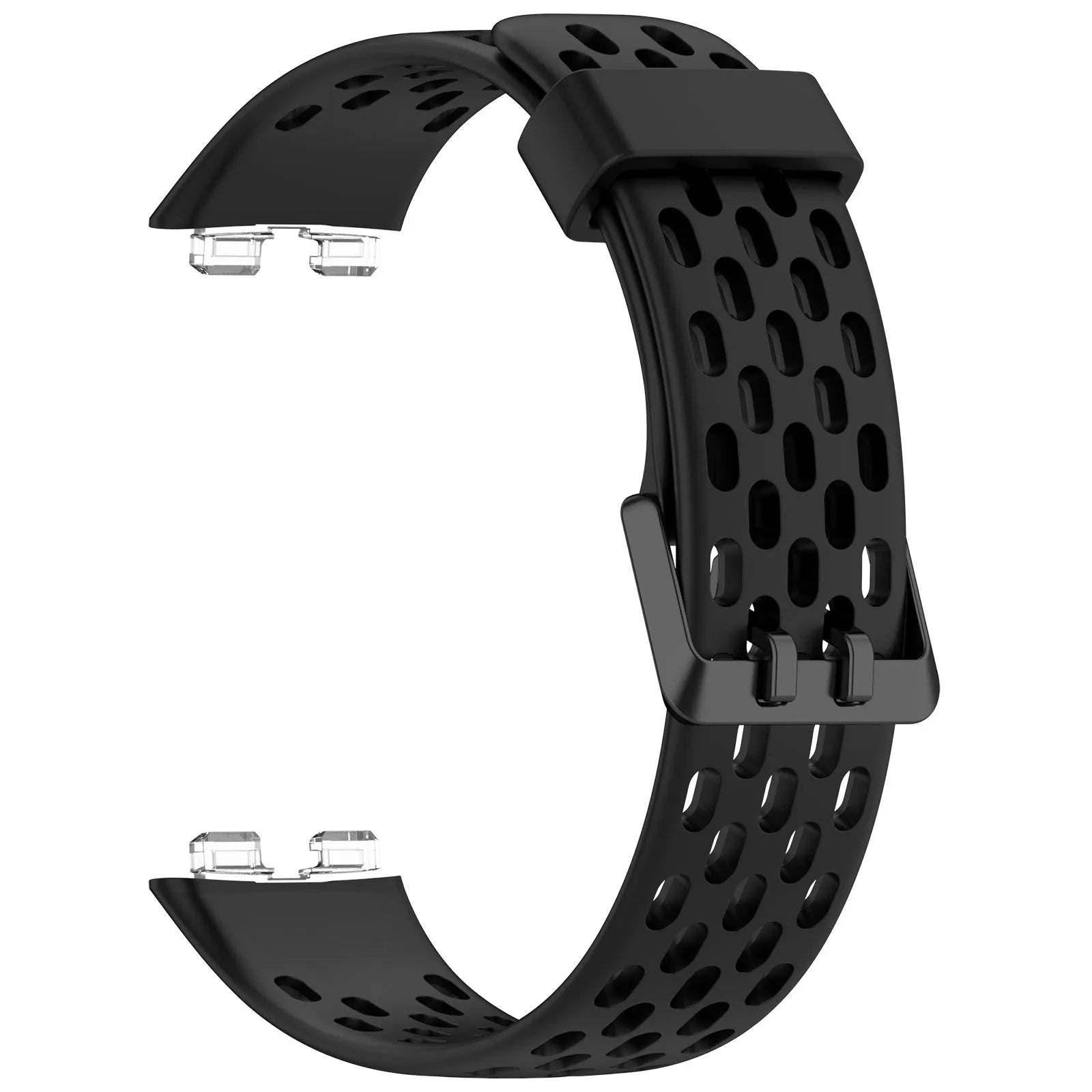 Breathable Silicone Strap, black, without a watch, 3/4 front view