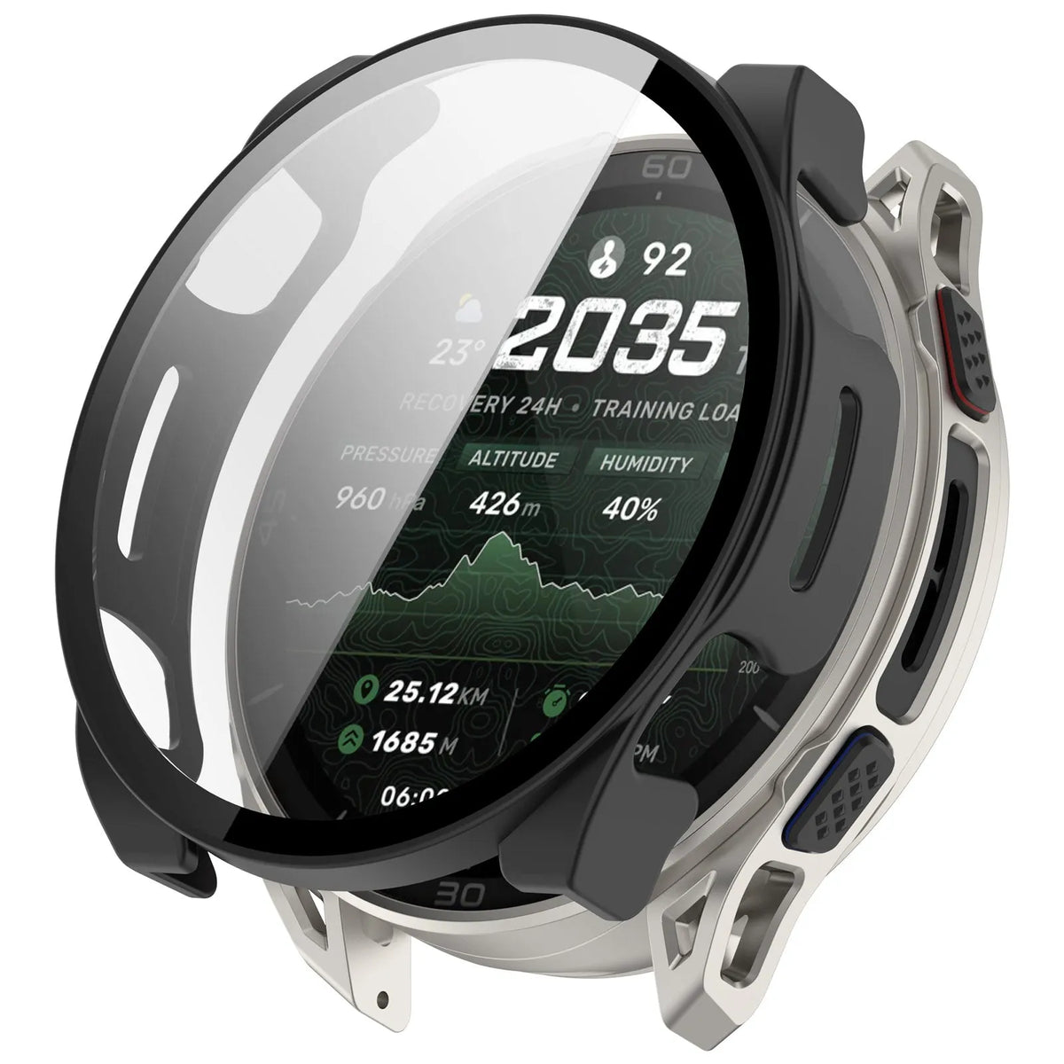 Coque rigide avec verre Amazfit Cheetah 2 Ultra (noir)