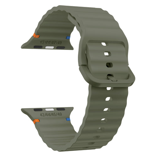 Wave Silicone Strap, dark green, without a watch, 3/4 front view