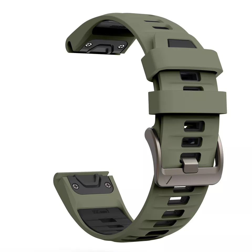 Bracelet sport avec boucle Garmin Fenix 8 Pro - 51mm (vert olive/noir)