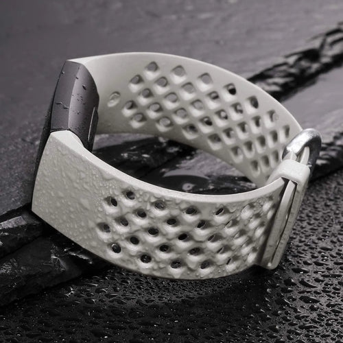 Breathable Silicone Strap, grey, without a watch, 3/4 front view