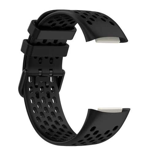 Breathable Silicone Strap, black, without a watch, 3/4 front view
