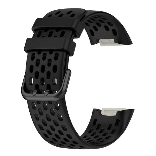 Breathable Silicone Strap, black, without a watch, 3/4 front view