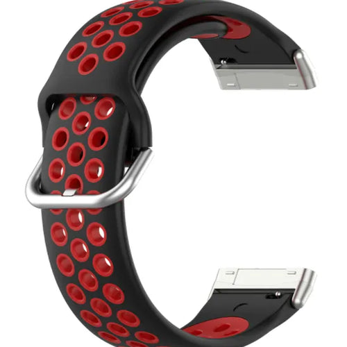 Silicone Sport Strap, black/red, without a watch, 3/4 front view