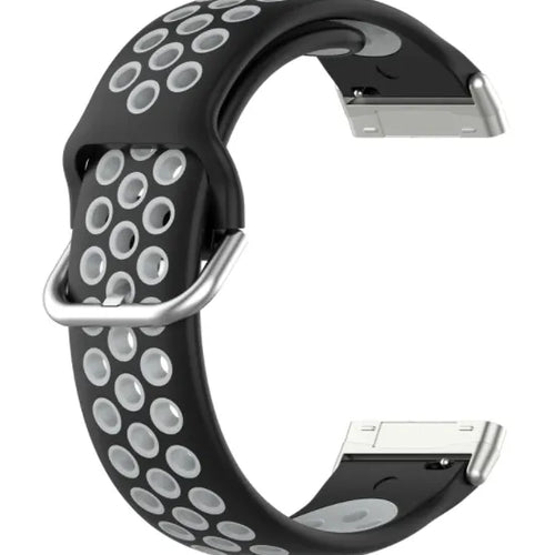 Silicone Sport Strap, black/grey, without a watch, 3/4 front view