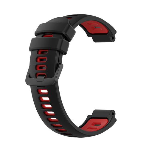 Silicone Sport Strap, black/red, without a watch, 3/4 front view
