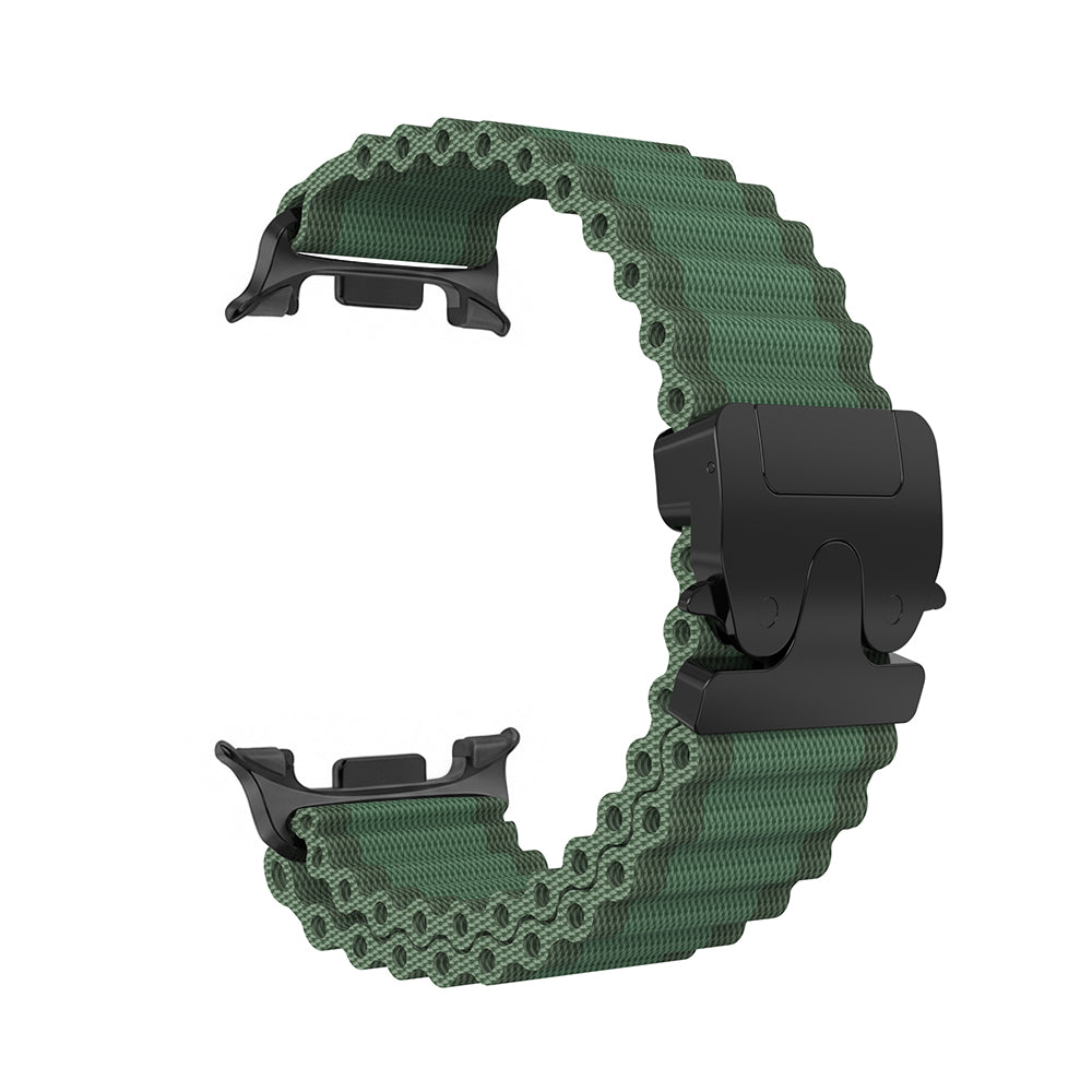 Bracelet nylon Outdoor avec boucle en P Samsung Galaxy Watch 8 - 44mm (vert avec noir)