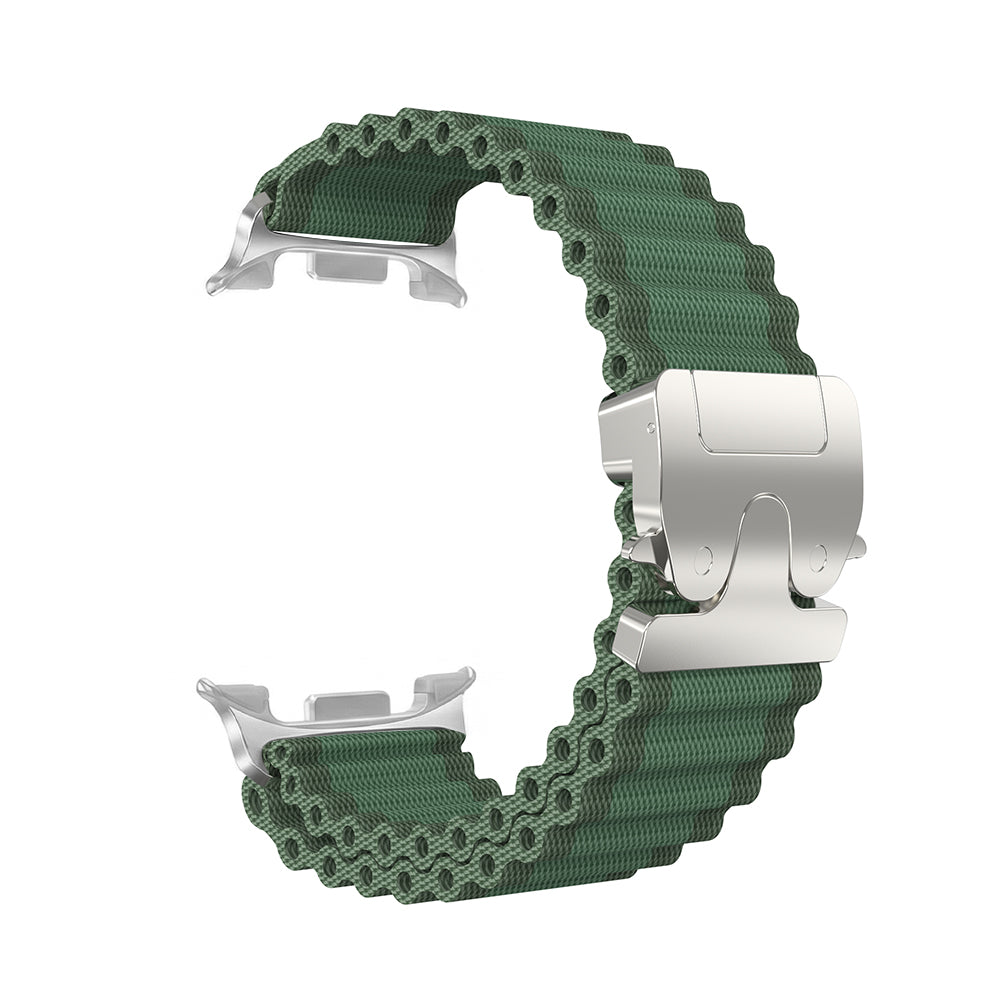 Bracelet nylon Outdoor avec boucle en P Samsung Galaxy Watch 9 - 44mm (vert avec argent)