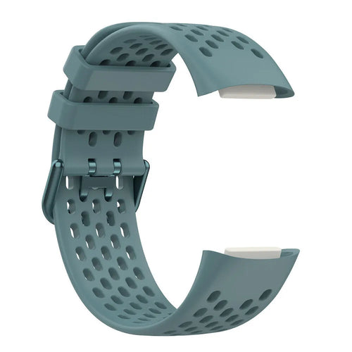 Breathable Silicone Strap, grey-blue, without a watch, 3/4 front view