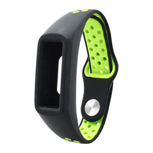 Silicone Sport Strap, black/green, without a watch, 3/4 front view
