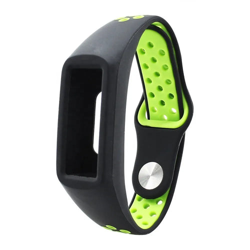 Silicone Sport Strap, black/green, without a watch, 3/4 front view