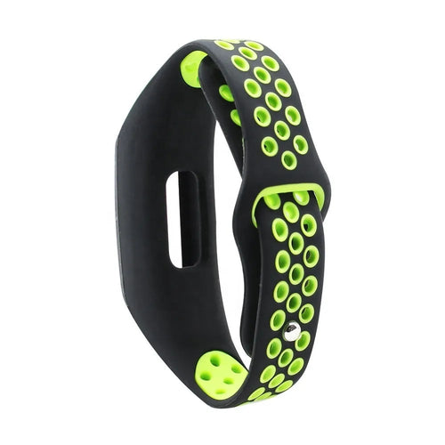 Silicone Sport Strap, black/green, without a watch, 3/4 front view