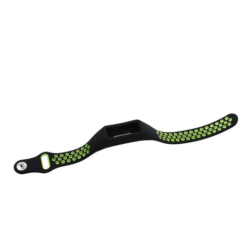 Silicone Sport Strap, black/green, without a watch, 3/4 front view