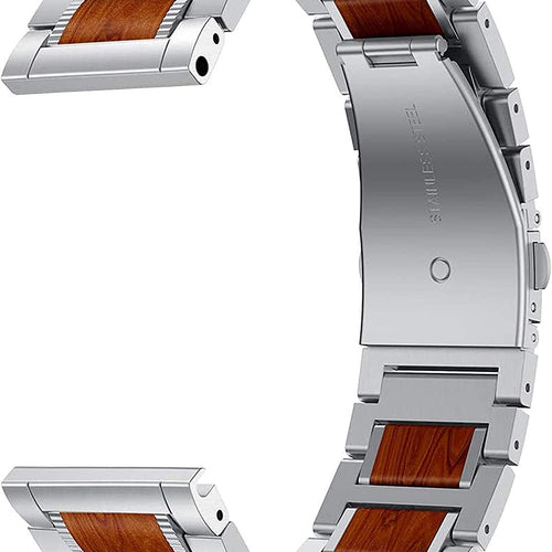 Garmin Vivoactive 4 Wooden / Steel Strap (Silver)