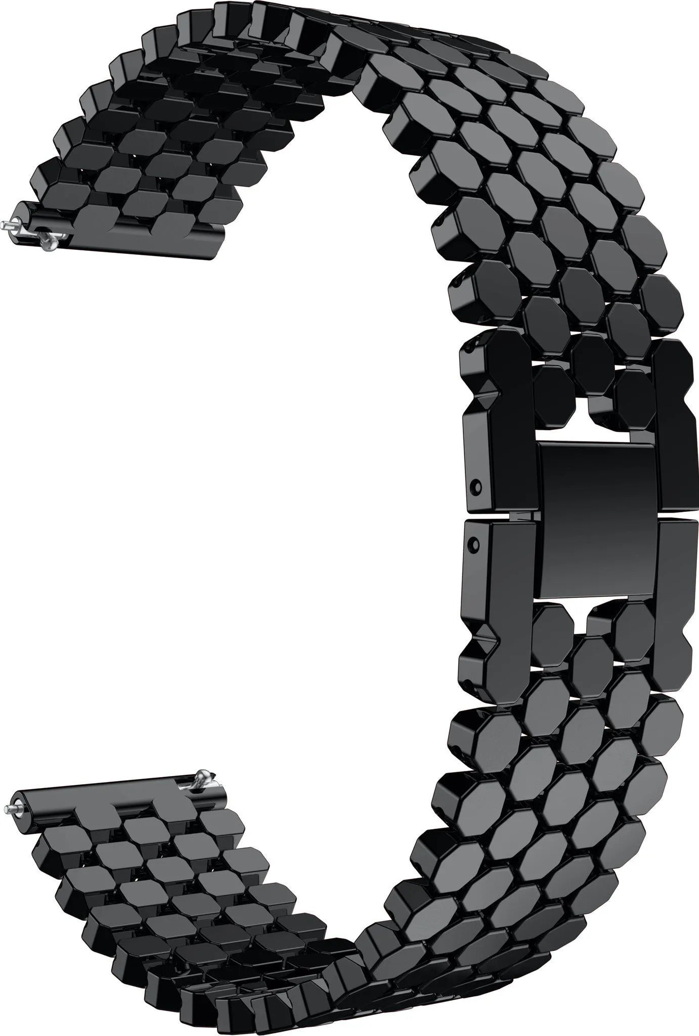 Steel Strap Hexagons, black, without a watch, 3/4 front view
