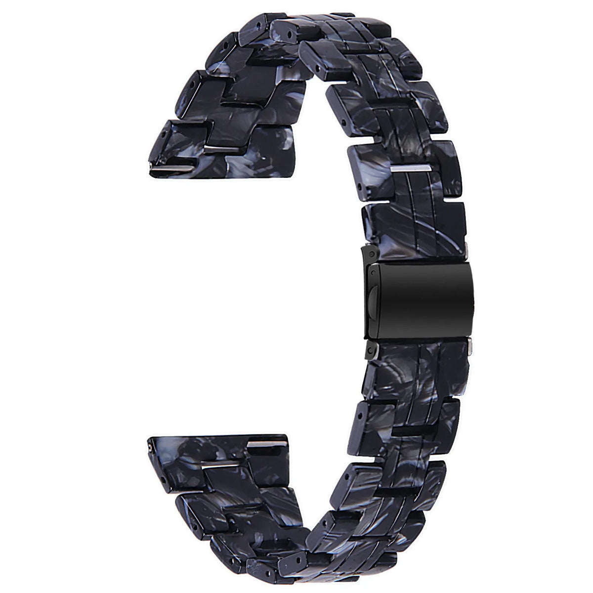 Metal Resin Strap, black/white, without a watch, 3/4 front view