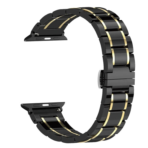 Metal Ceramic Link Strap, black/gold, without a watch, 3/4 front view