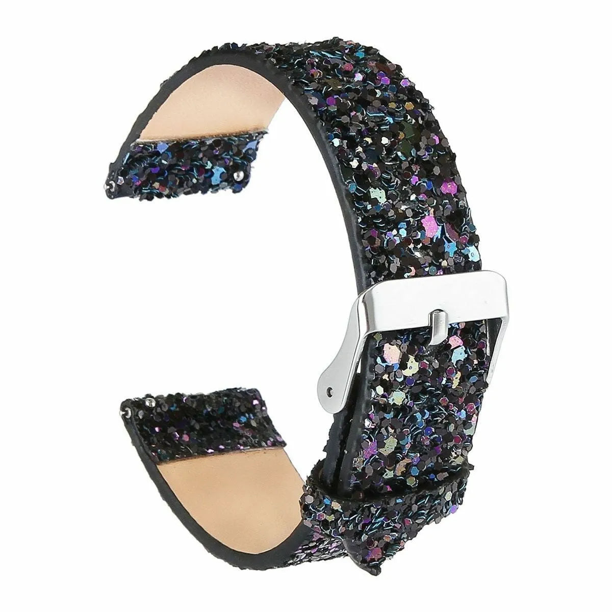 Amazfit Bip U (Pro) Glitter Leather Strap (Black)