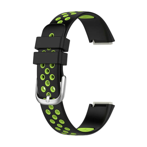 Silicone Sport Strap, black/green, without a watch, 3/4 front view