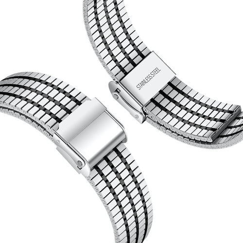 Fine Steel Strap, silver/black, without a watch, 3/4 front view