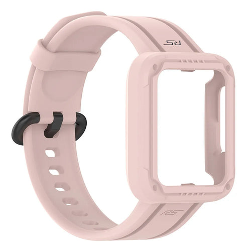 Silicone Strap with Frame, pink, without a watch, 3/4 front view