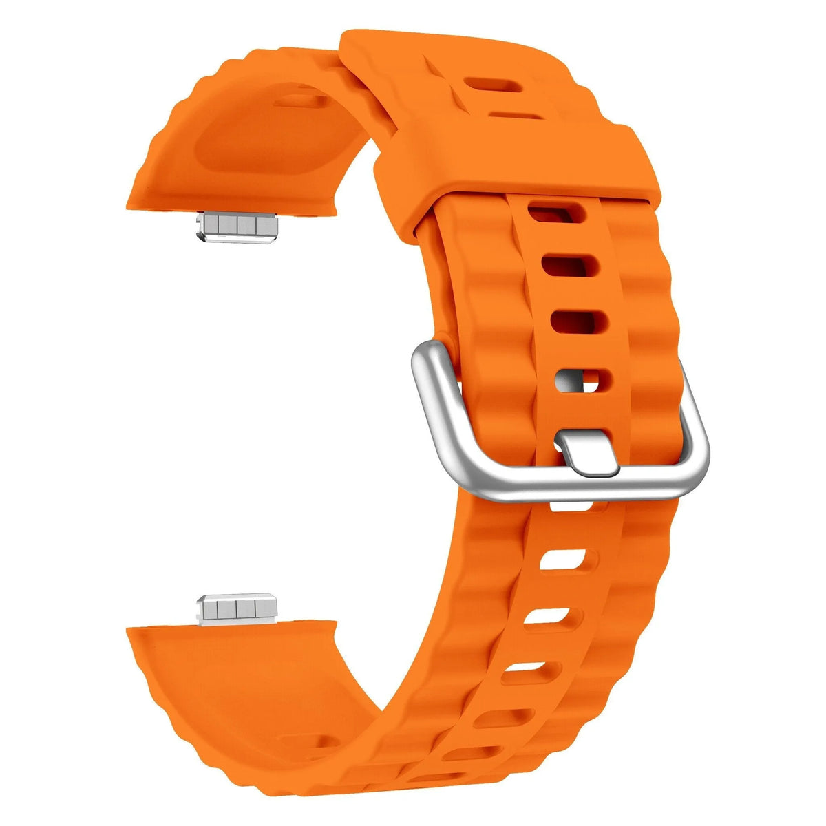 Silicone Classic Strap, orange, without a watch, 3/4 front view