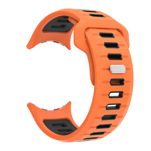 Silicone Sport Duo Strap, orange/black, without a watch, 3/4 front view