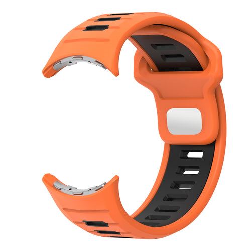 Silicone Sport Duo Strap, orange/black, without a watch, 3/4 front view