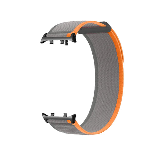 Nylon Strap, grey/orange, without a watch, 3/4 front view