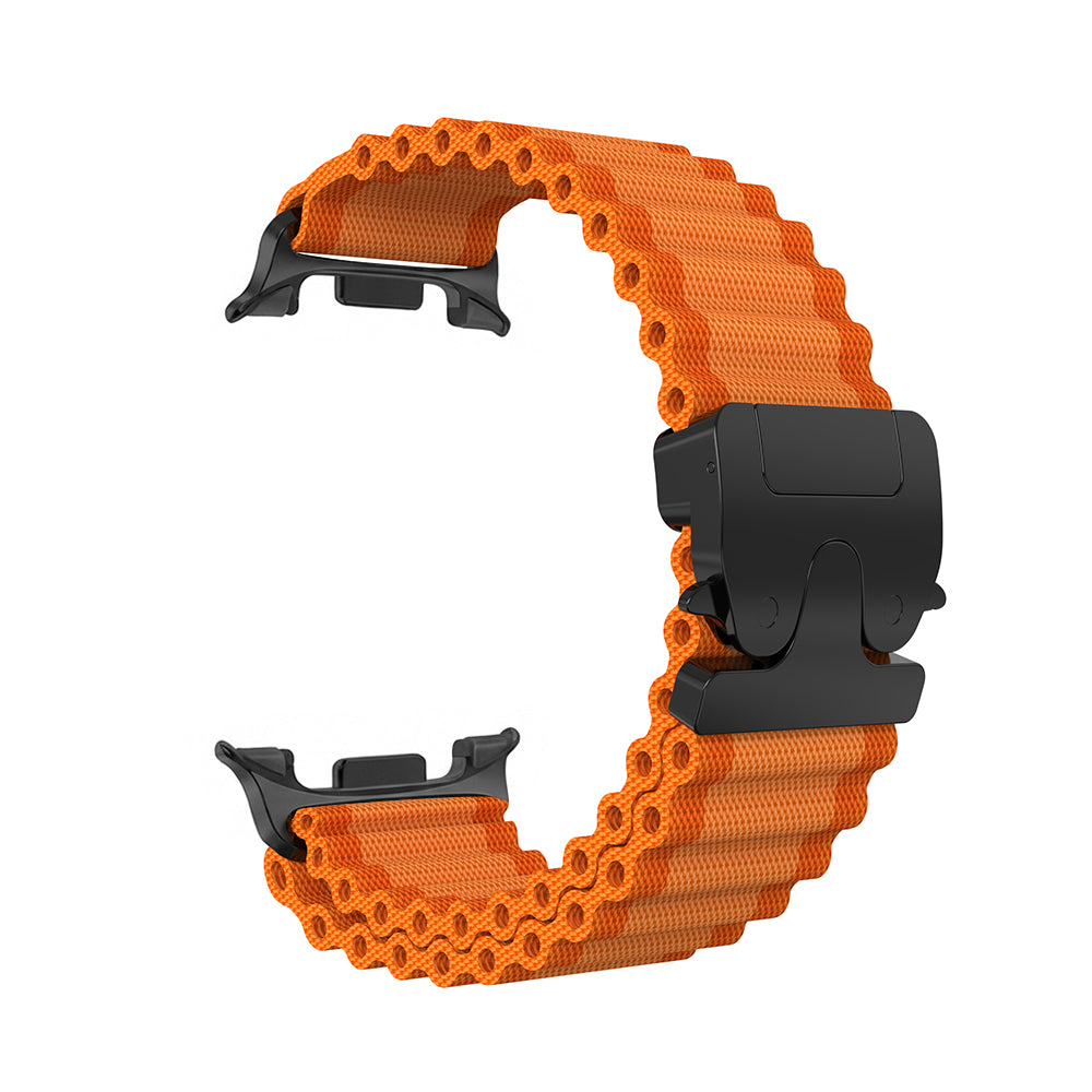 Bracelet nylon Outdoor avec boucle en P Samsung Galaxy Watch 9 - 44mm (orange avec noir)